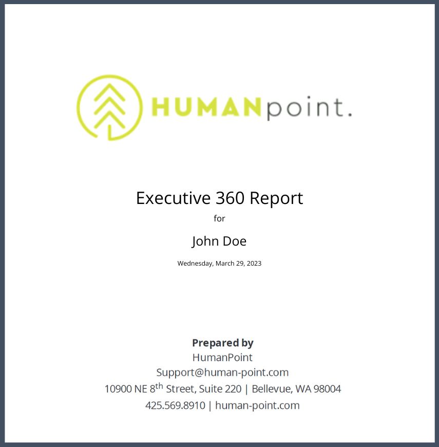 The front page of a Human Point 360 Report