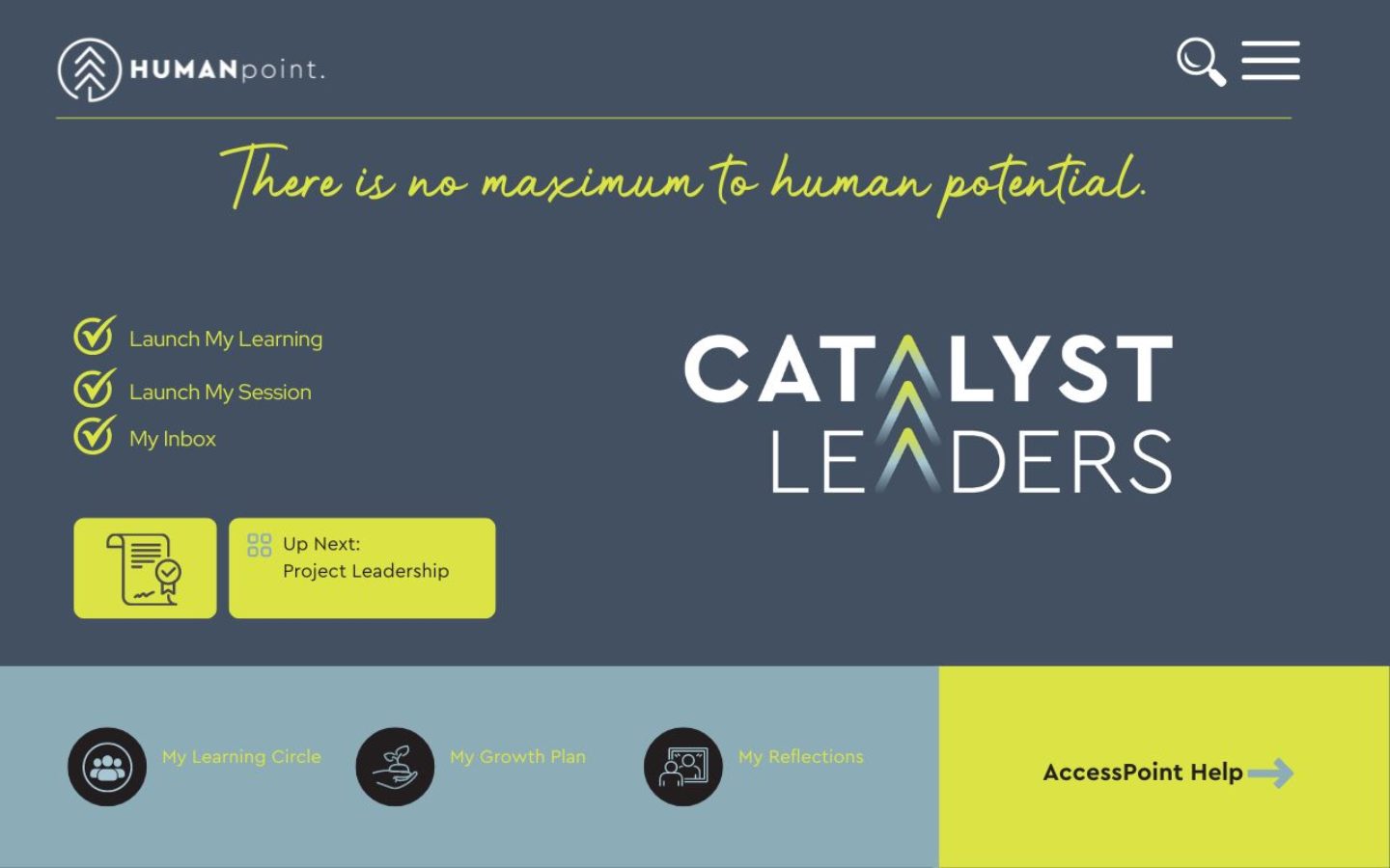 Catalyst Leaders online learning dashboard